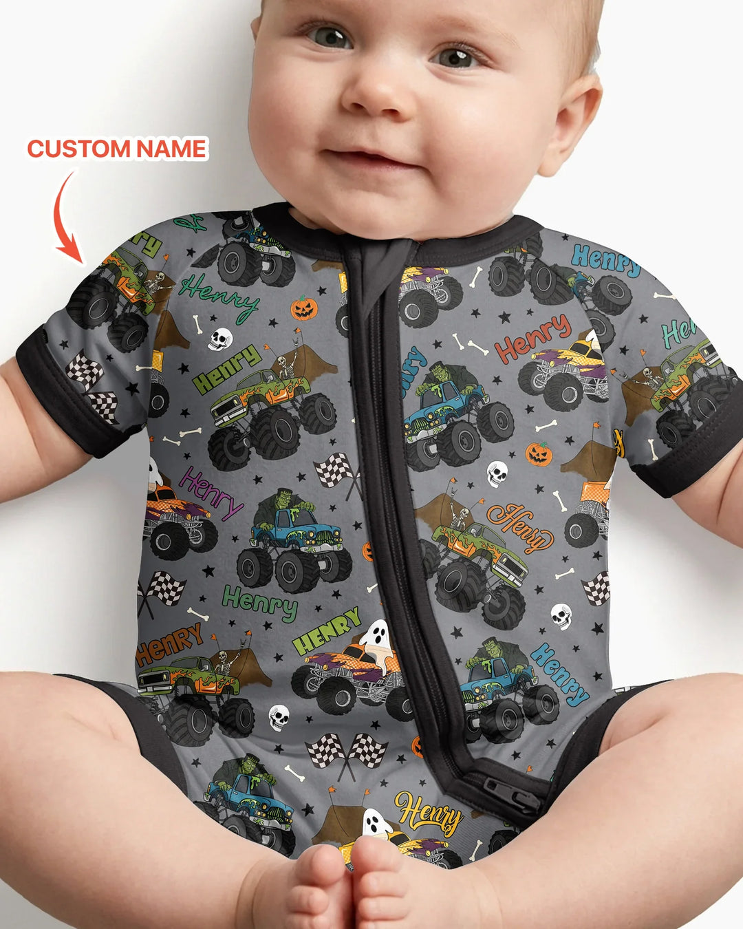 Custom Name Halloween Creepy Crusher Family Matching Bamboo Shorty Zippy