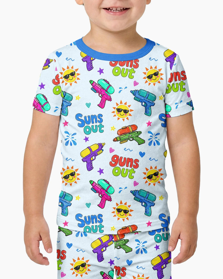 Sun Out Guns Out Bamboo Two Piece Short Sleeve Shorts Pajama Set