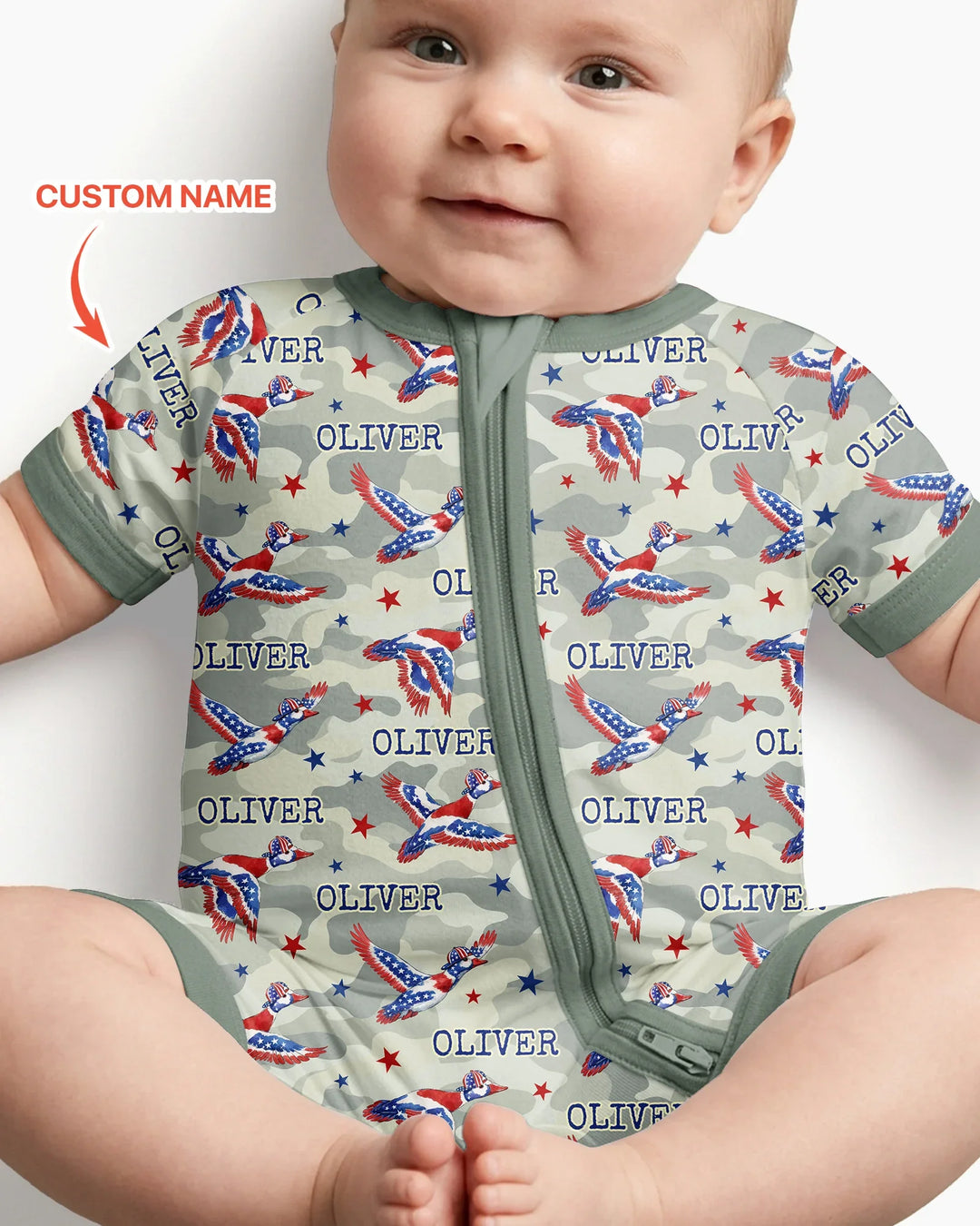 Custom Name America Mallard Duck Family Matching Bamboo Shorty Zippy