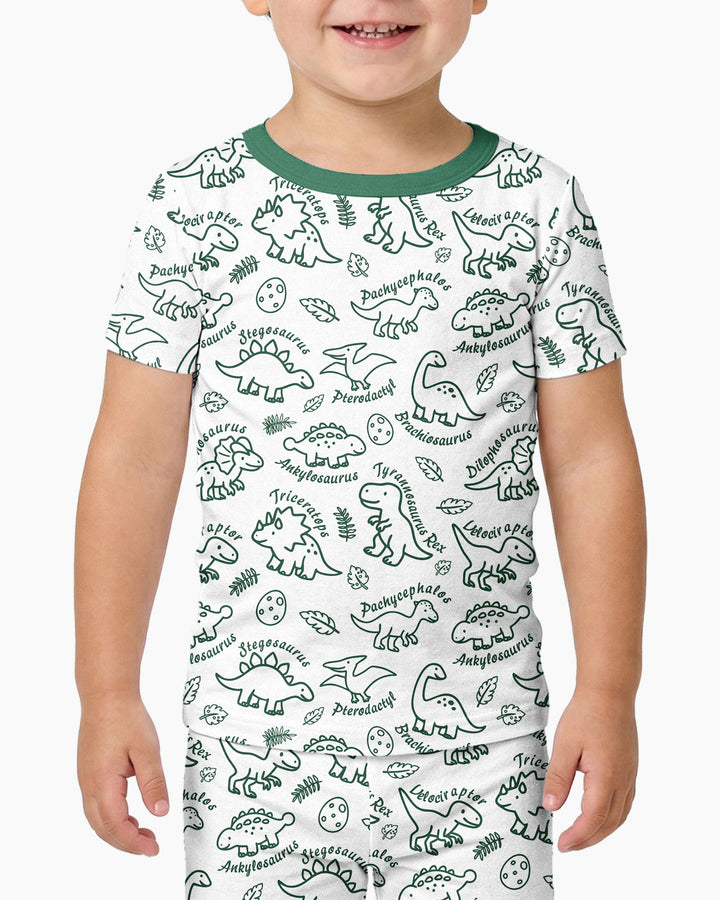 Dinosaur Park Bamboo Two Piece Short Sleeve Pajama Set