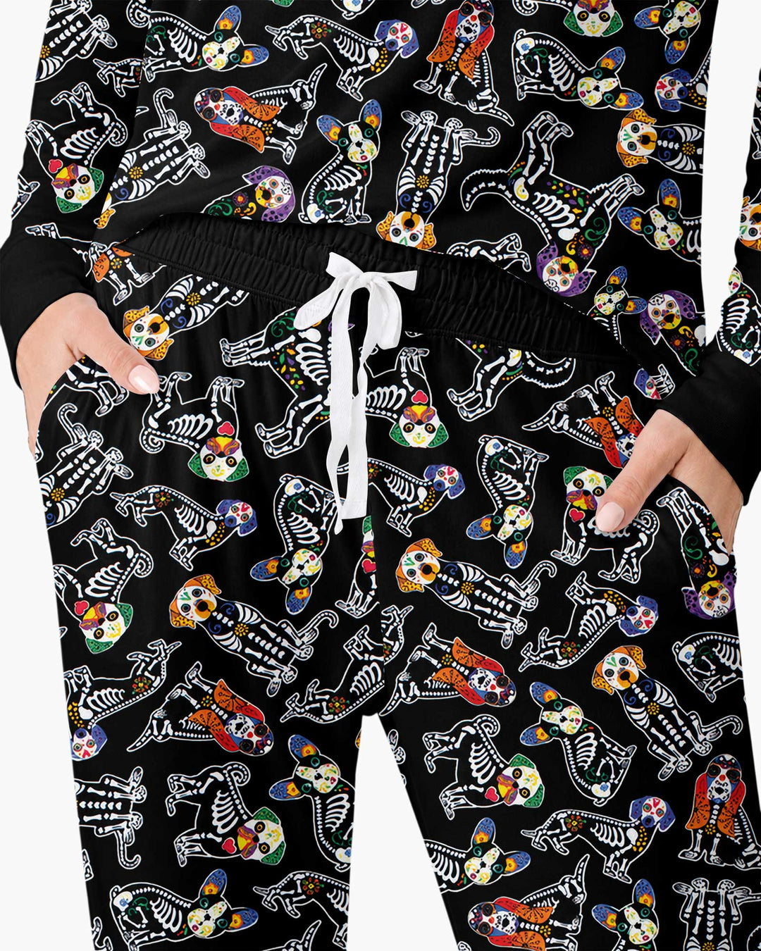Dia De Los Muertos Doggie Bamboo Women Pajama Set