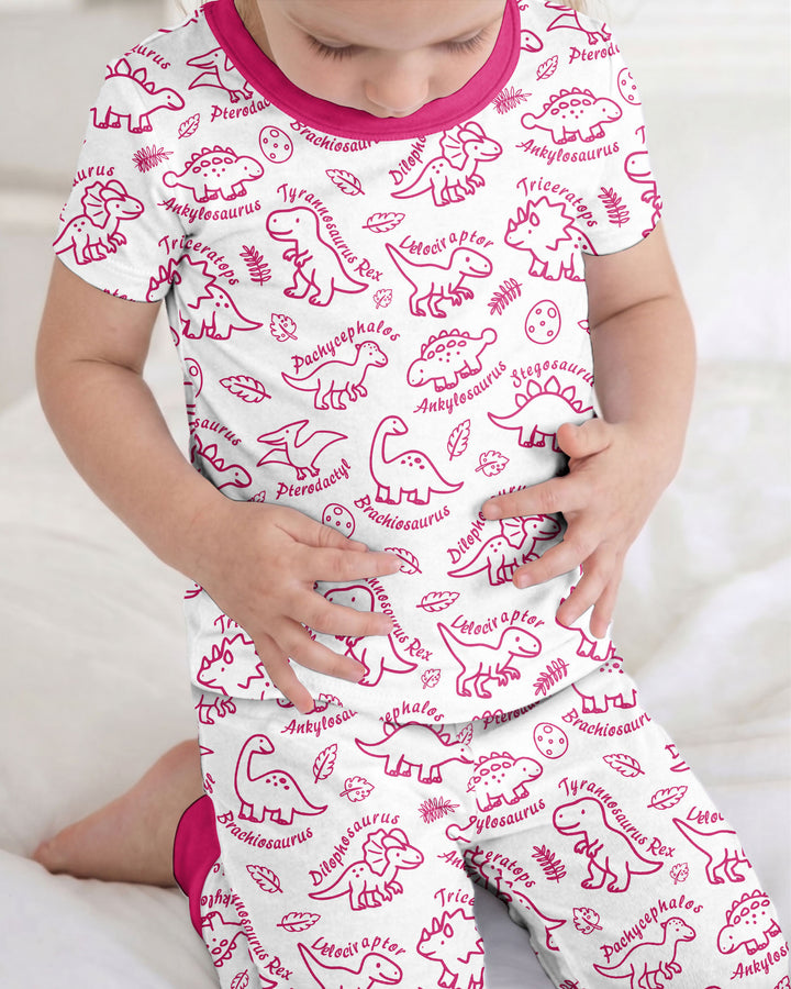 Dinosaur Park Bamboo Two Piece Short Sleeve Pajama Set
