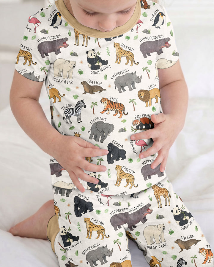 Safari Animals Bamboo Two Piece Short Sleeve Pajama Set