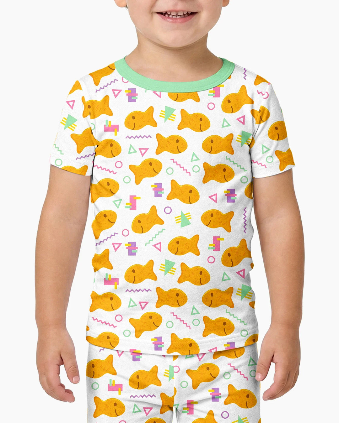 Cheesy Fishies Family Matching Bamboo Two Piece Short Sleeve Pajama Set