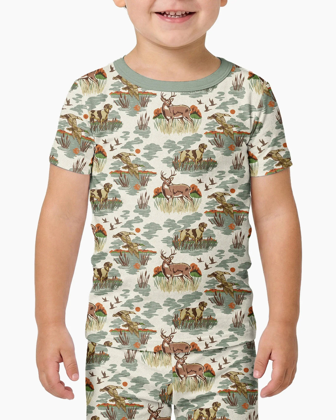 Vintage Hunting Season Daddy& Me Matching Bamboo Two Piece Short Sleeve Pajama Set