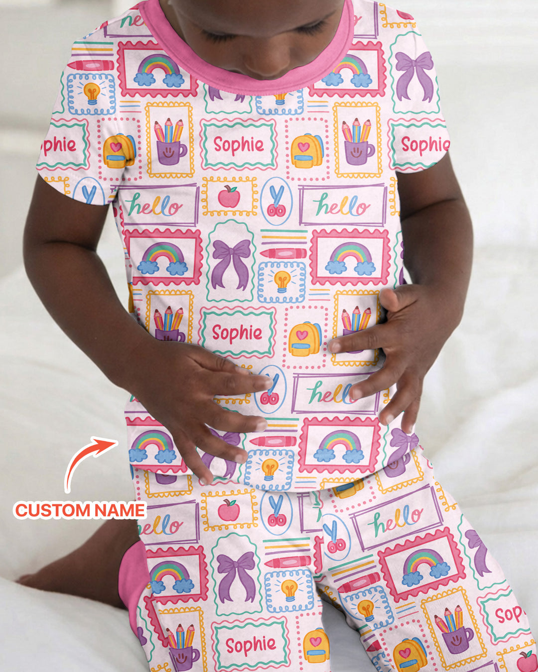 CUSTOM Template Bamboo Two Piece Short Sleeve Pyjamas Set