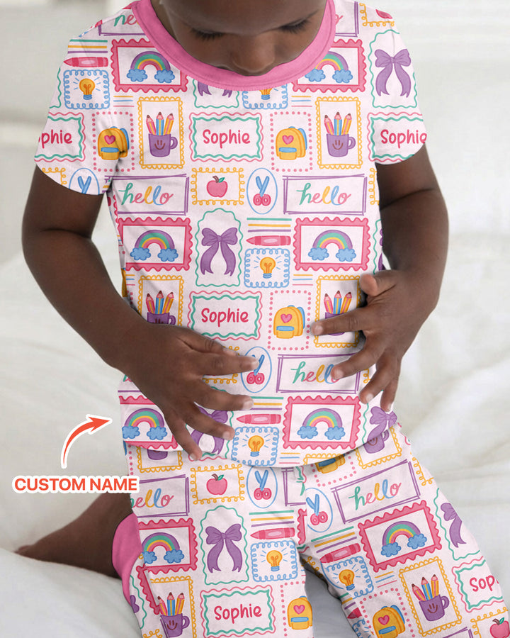 CUSTOM Template Bamboo Two Piece Short Sleeve Pyjamas Set