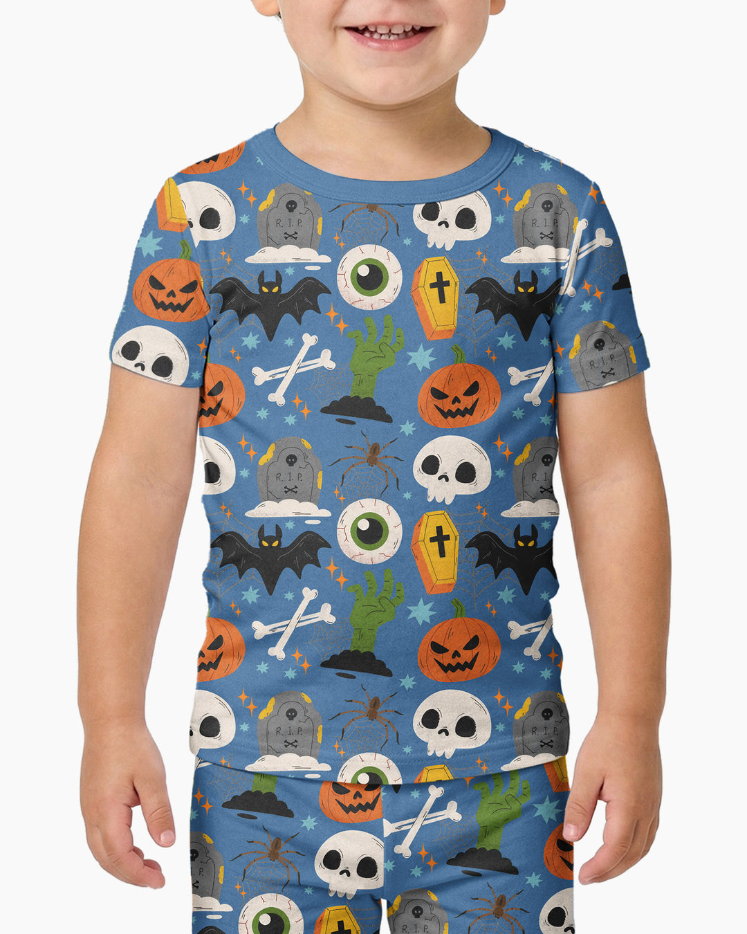 Little Monsters Bamboo Two Piece Short Sleeve Pyjamas Set For Haloween