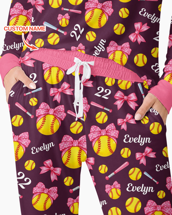 Little Softball Star Bamboo Women Pajama Set