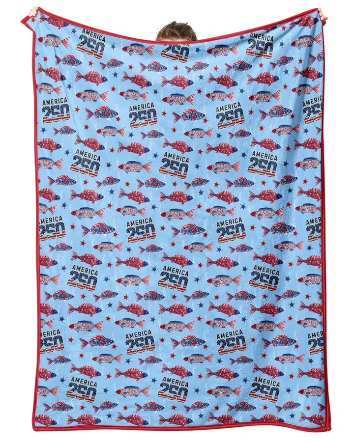 Stars and Stripes Fish Bamboo Blanket