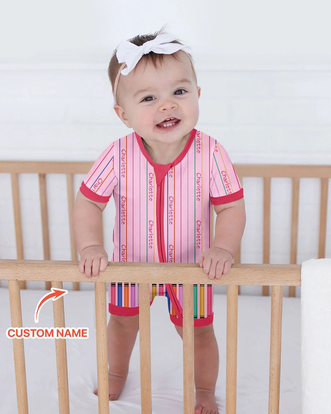 Custom Name Crayon Lines Bamboo Shorty Zippy