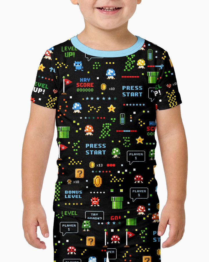 Pixel Game Lover Matching Bamboo Two Piece Short Sleeve Pajama Set