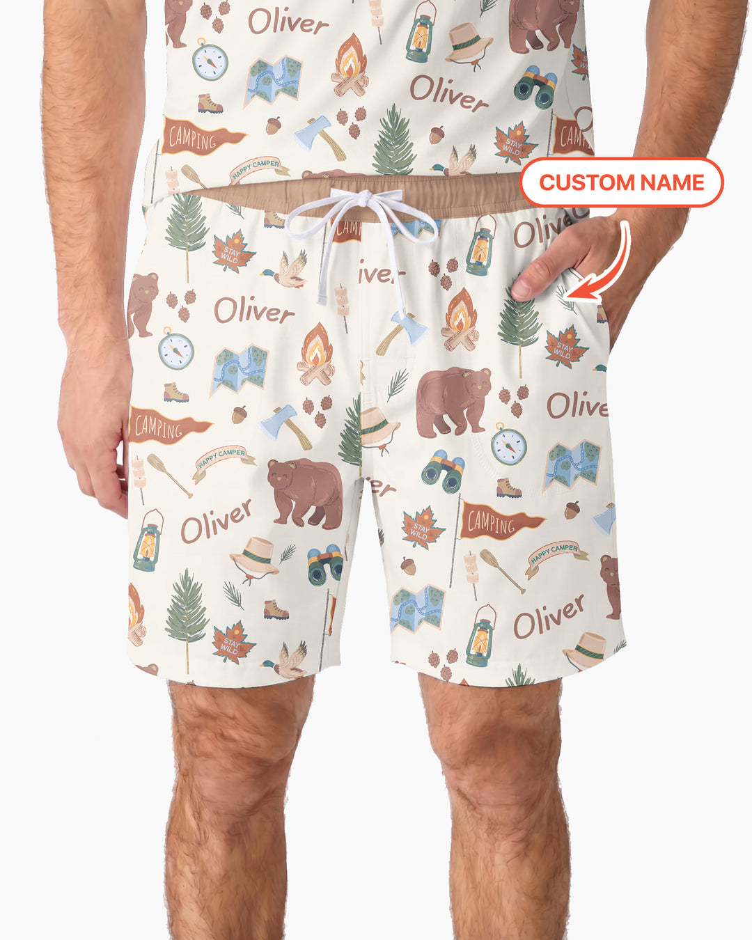 Custom Name Adventure Outdoors Bamboo Men Short Sleeve Short Pajama Set
