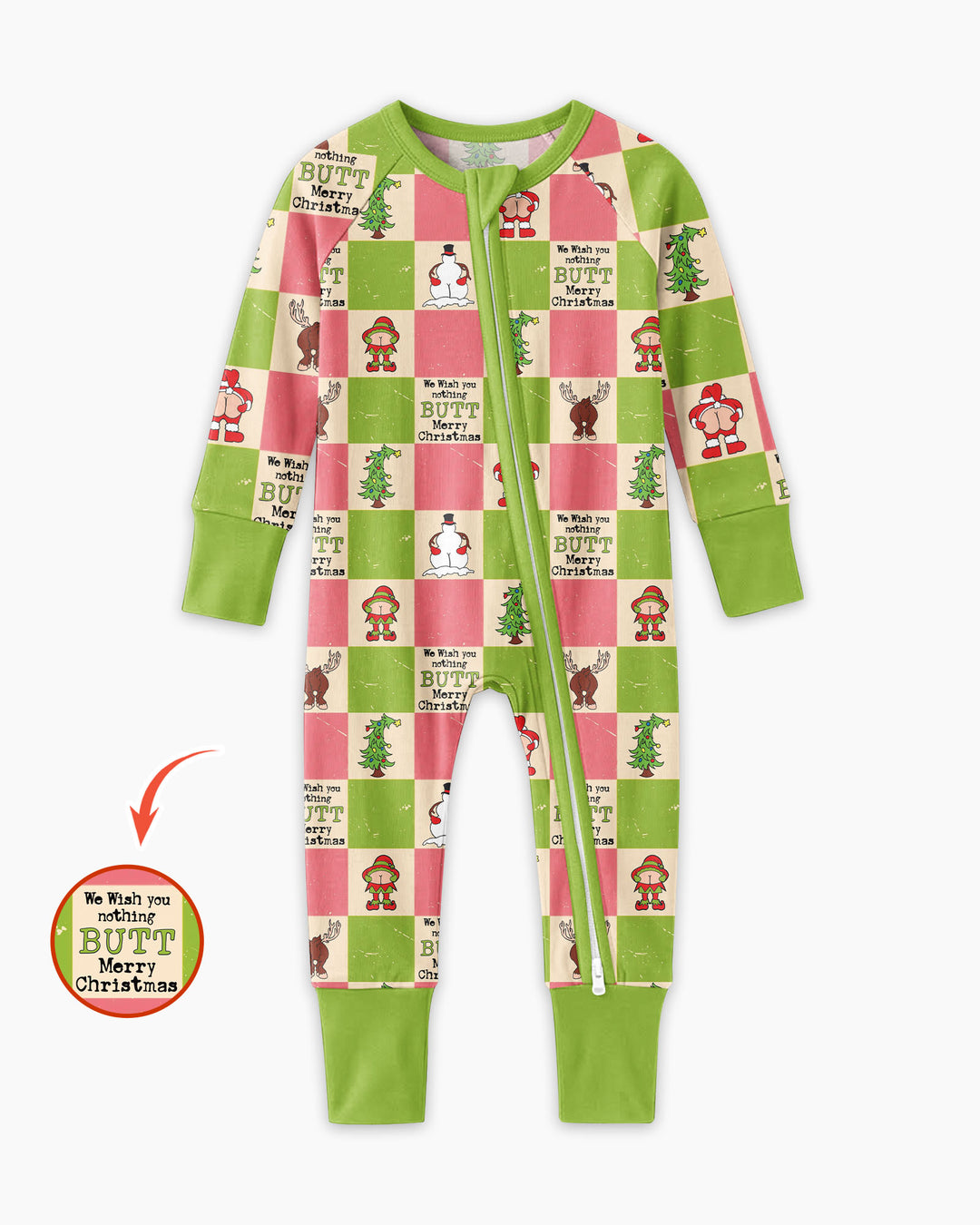 Nothing Butt Merry Christmas Checkerboard Bamboo Convertible Zippy