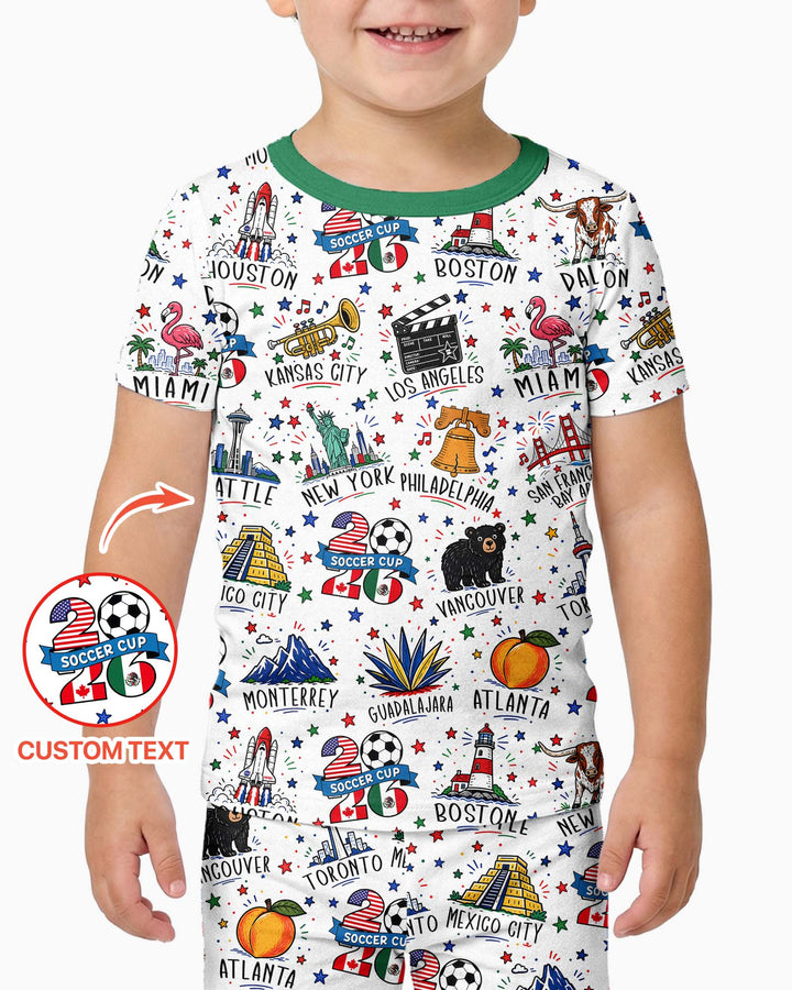 2026 Soccer Cup Host Citties Bamboo Two Piece Short Sleeve Pajama Set