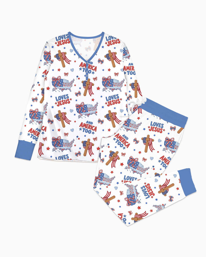 Loves Jesus And America Too Bamboo Women Pajama Set