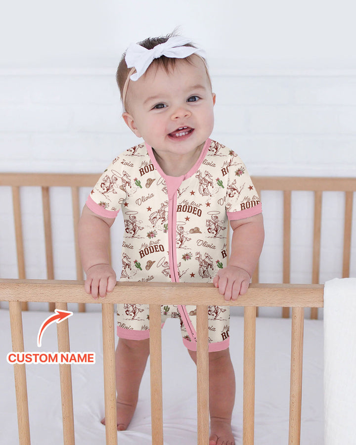 Custom Name First Rodeo Family Matching Bamboo Shorty Zippy