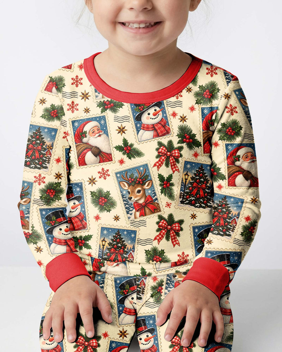 Holly Jolly Stamps Bamboo Two Piece Long Sleeve Pajama Set