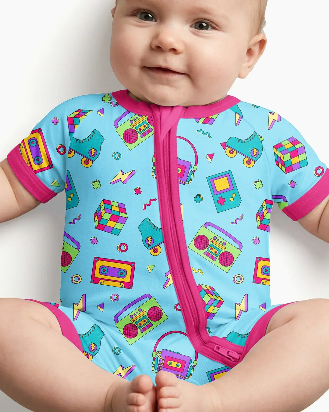 80s Retro Neon Bamboo Shorty Zippy