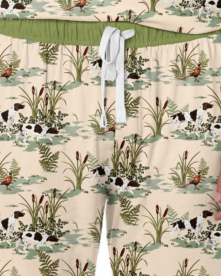 Vintage Pheasant & Hunting Dog Field Family Matching Bamboo Men's Pajama Set