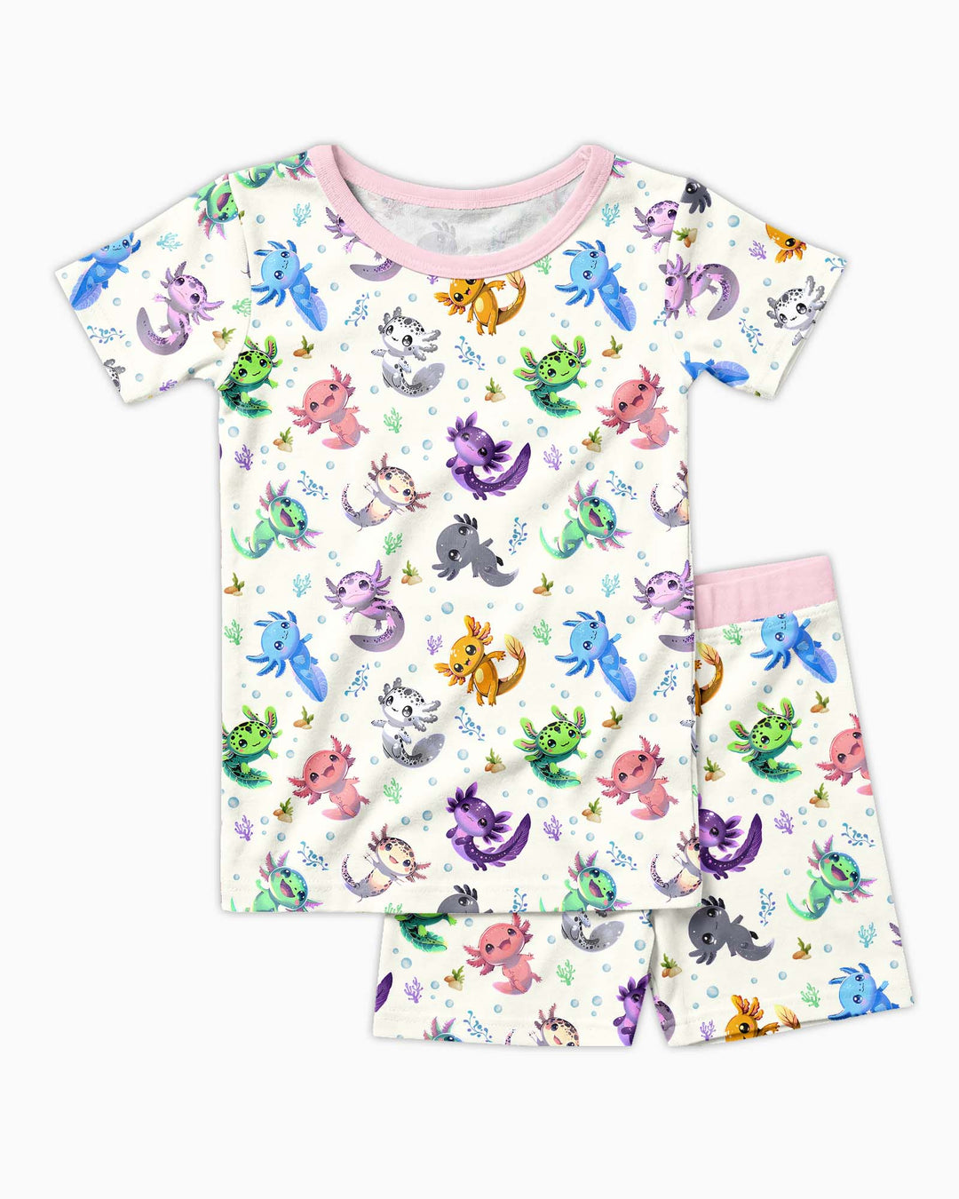 I Love You Axolotl Bamboo Two Piece Short Sleeve Shorts Pajama Set