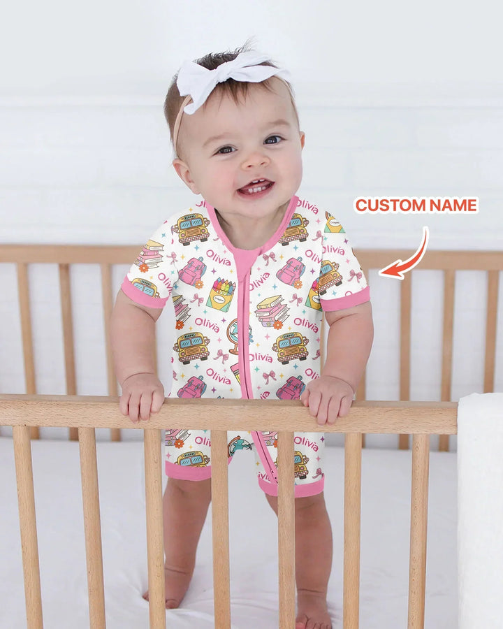 Custom Name Back To School Bamboo Shorty Zippy