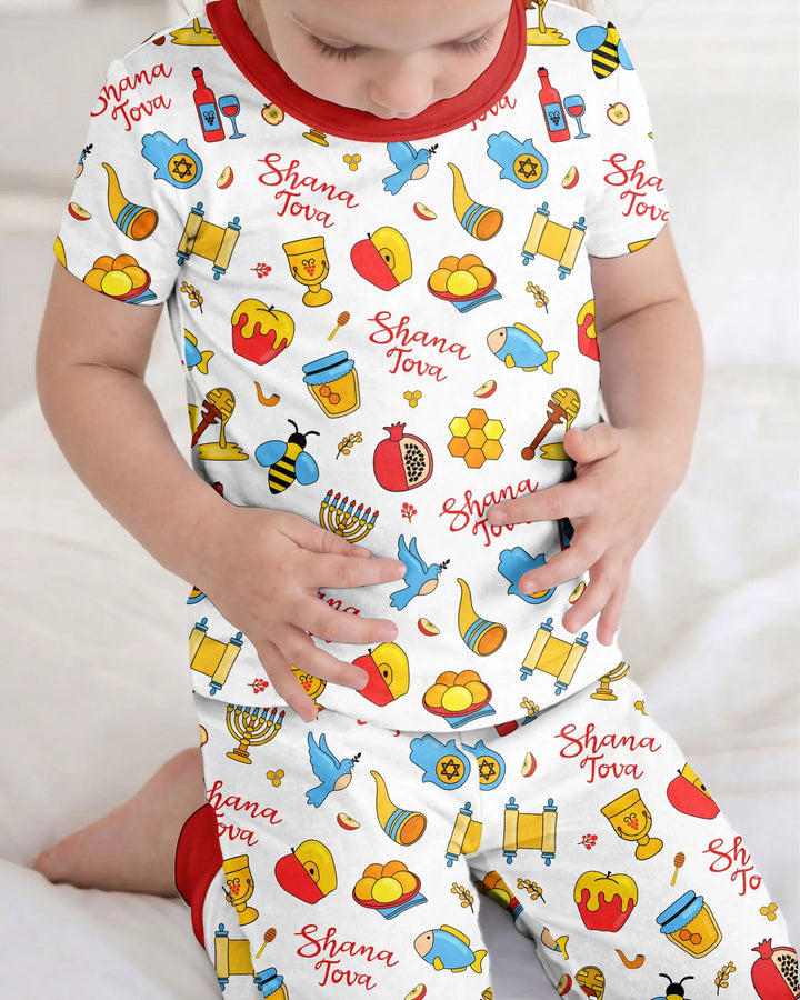 Shanah Tovah U'Metukah Bamboo Two Piece Short Sleeve Pajama Set