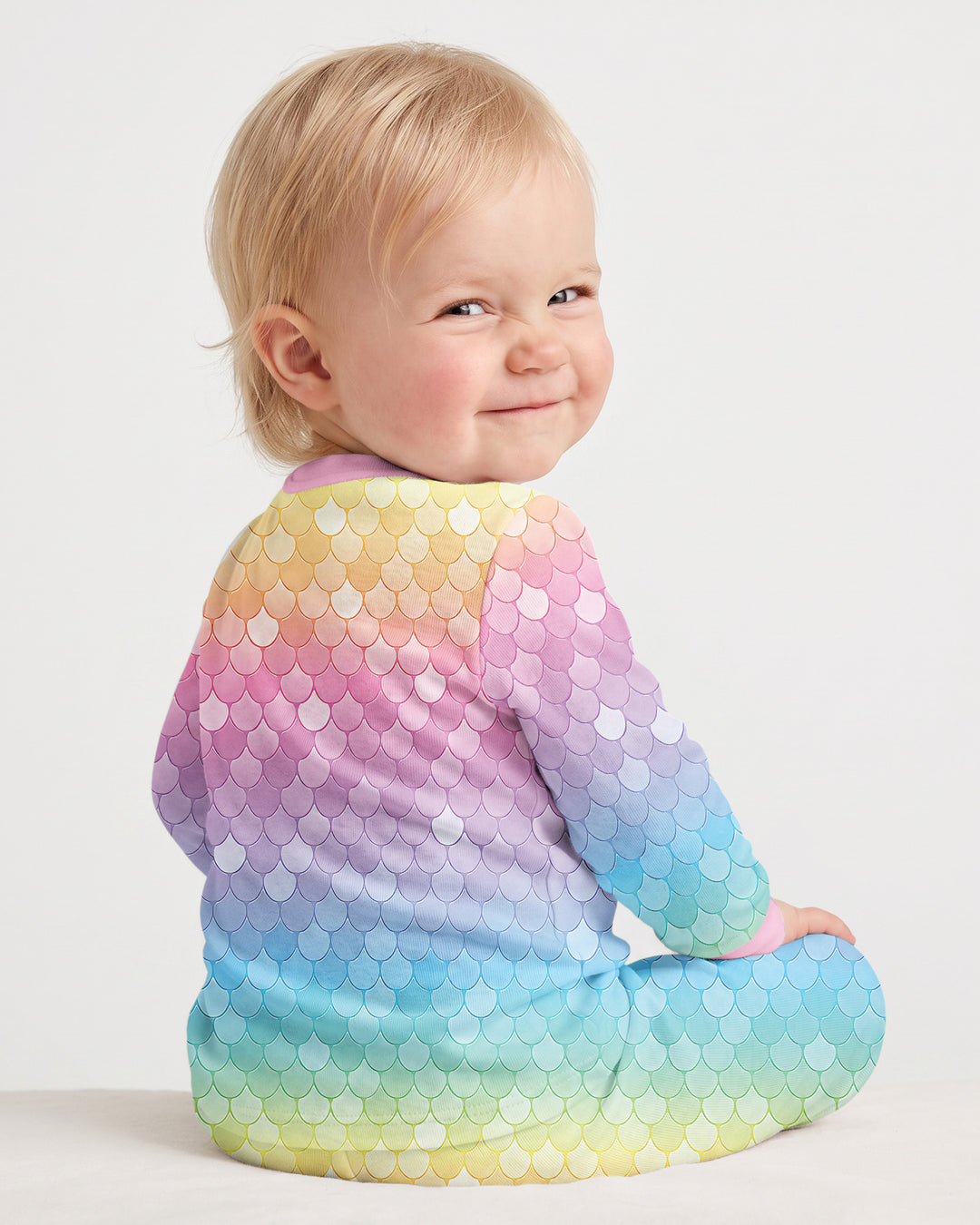 Mermaid Birthday Custom Name & Age Bamboo Two Piece Long Sleeve Pajama Set