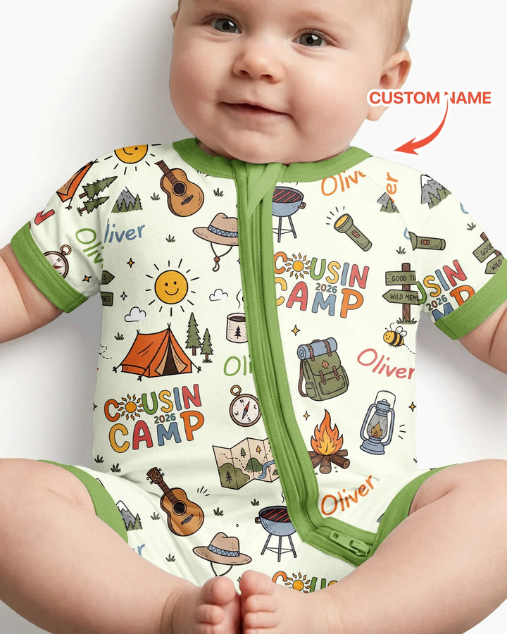 Custom Name Cousin Camp 2026 Bamboo Shorty Zippy