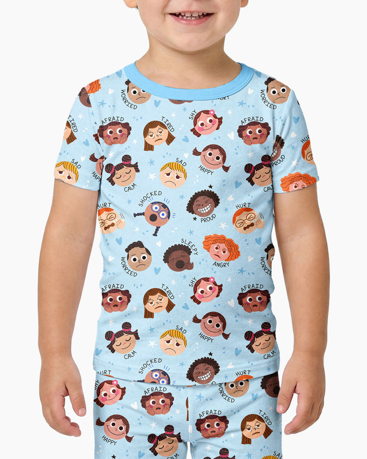 Feelings Vocabulary Bamboo Two Piece Short Sleeve Pajama Set