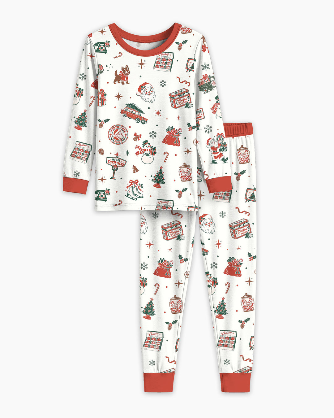 North Pole Retro Bamboo Two Piece Long Sleeve Pajama Set