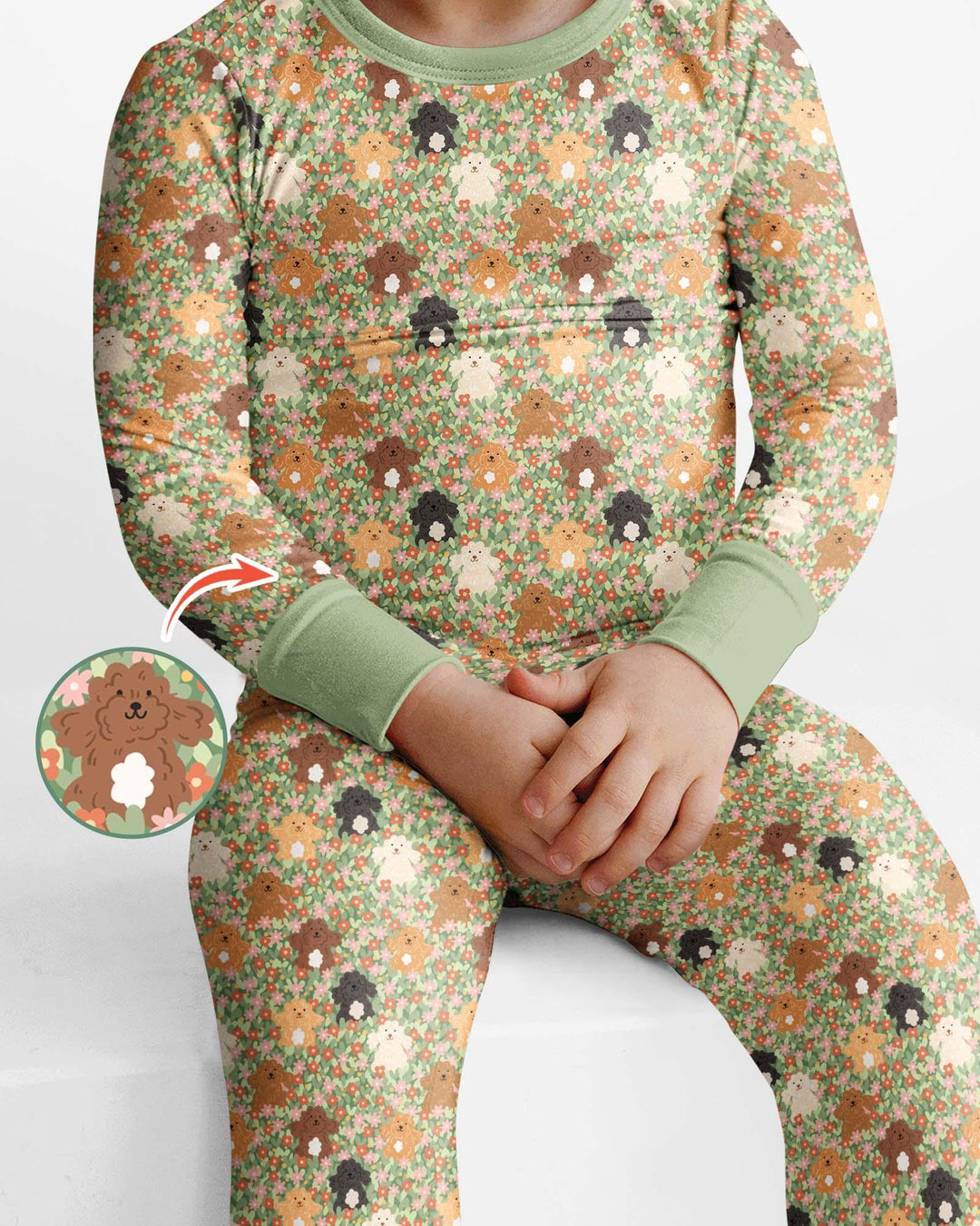 Puppy Garden Family MatchingBamboo Two Piece Long Sleeve Pajama Set