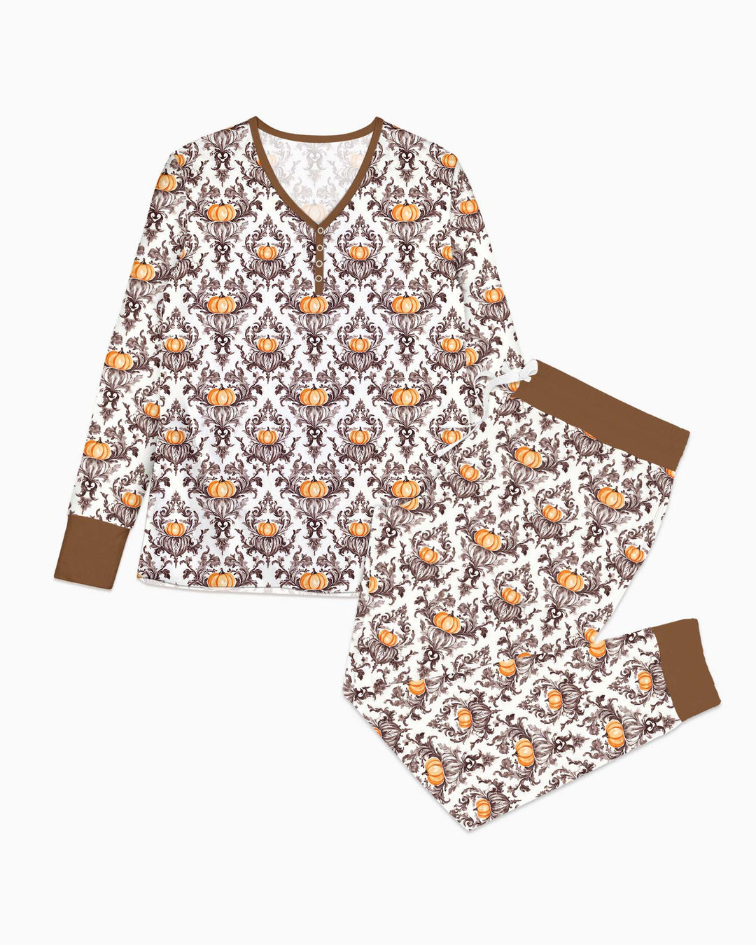 Pumpkin Toile Family Matching Bamboo Women Pajama Set