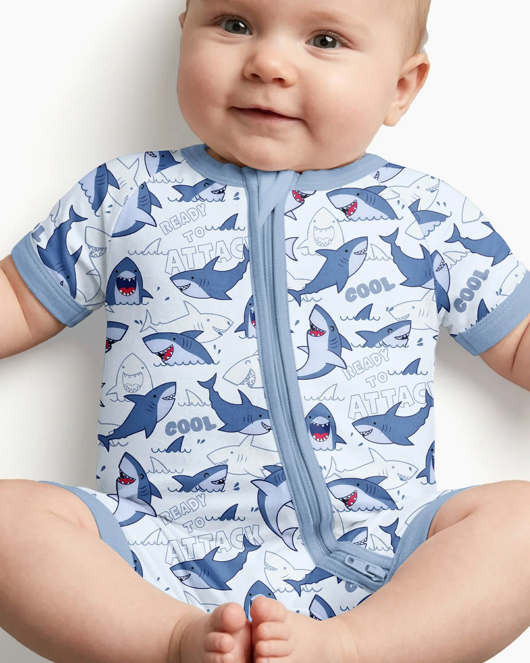 Big Sharks Attack Bamboo Shorty Zippy