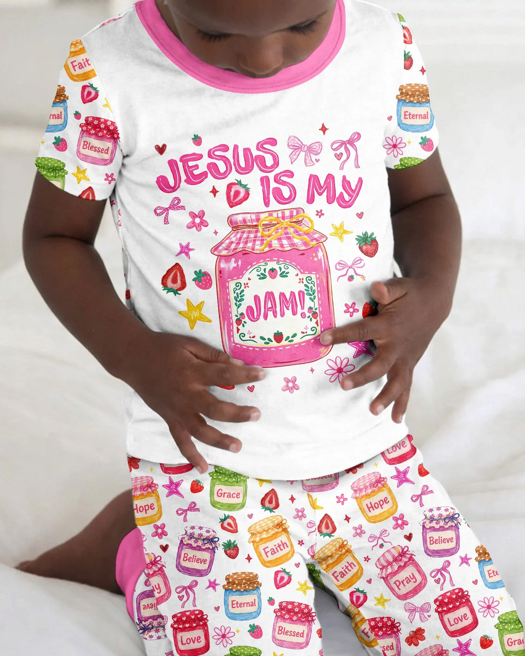 Preppy Summer Jesus Is My Jam Bamboo Two Piece Short Sleeve Pajama Set
