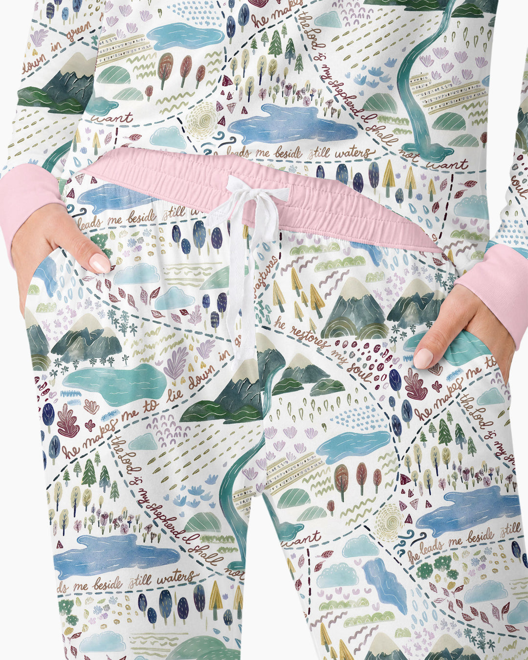 Whimsical Psalms 23 Map Bamboo Women Pajama Set