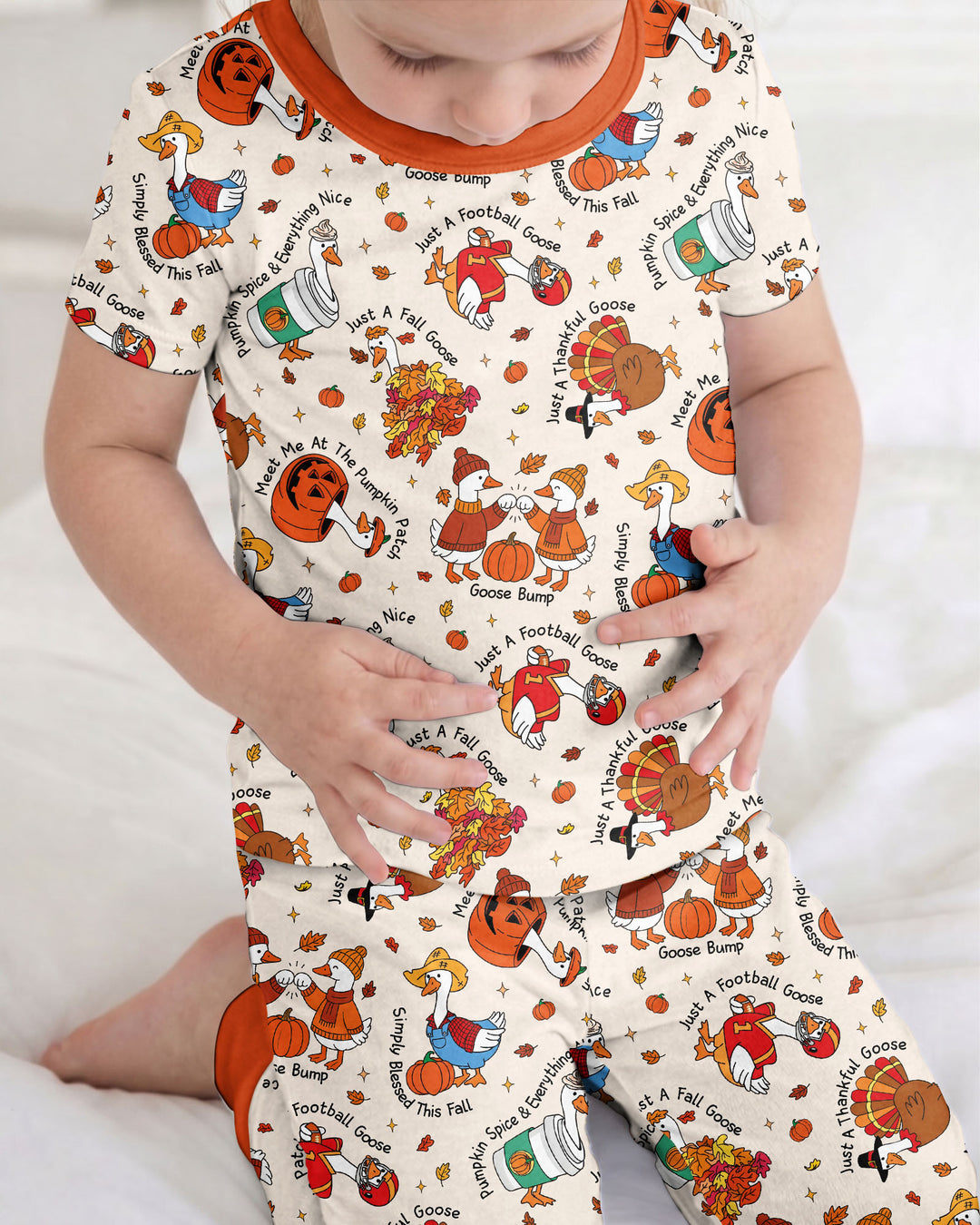 Just A Fall Goose Family Matching Bamboo Two Piece Short Sleeve Pajama Set