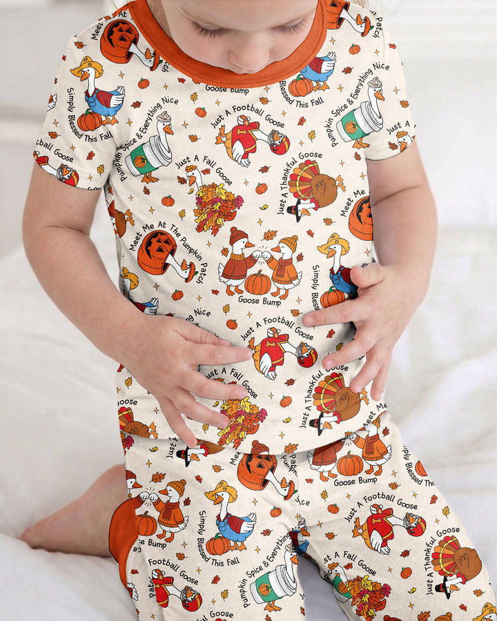 Just A Fall Goose Family Matching Bamboo Two Piece Short Sleeve Pajama Set
