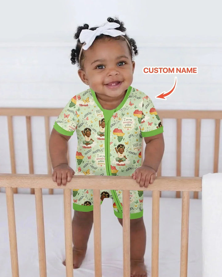 Custom Name Juneteenth I Am My Ancestors' Wildest Dream Bamboo Shorty Zippy