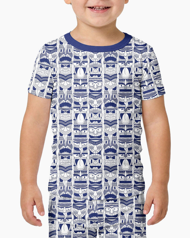Friendly Totem Pole Figures Bamboo Two Piece Short Sleeve Pajama Set
