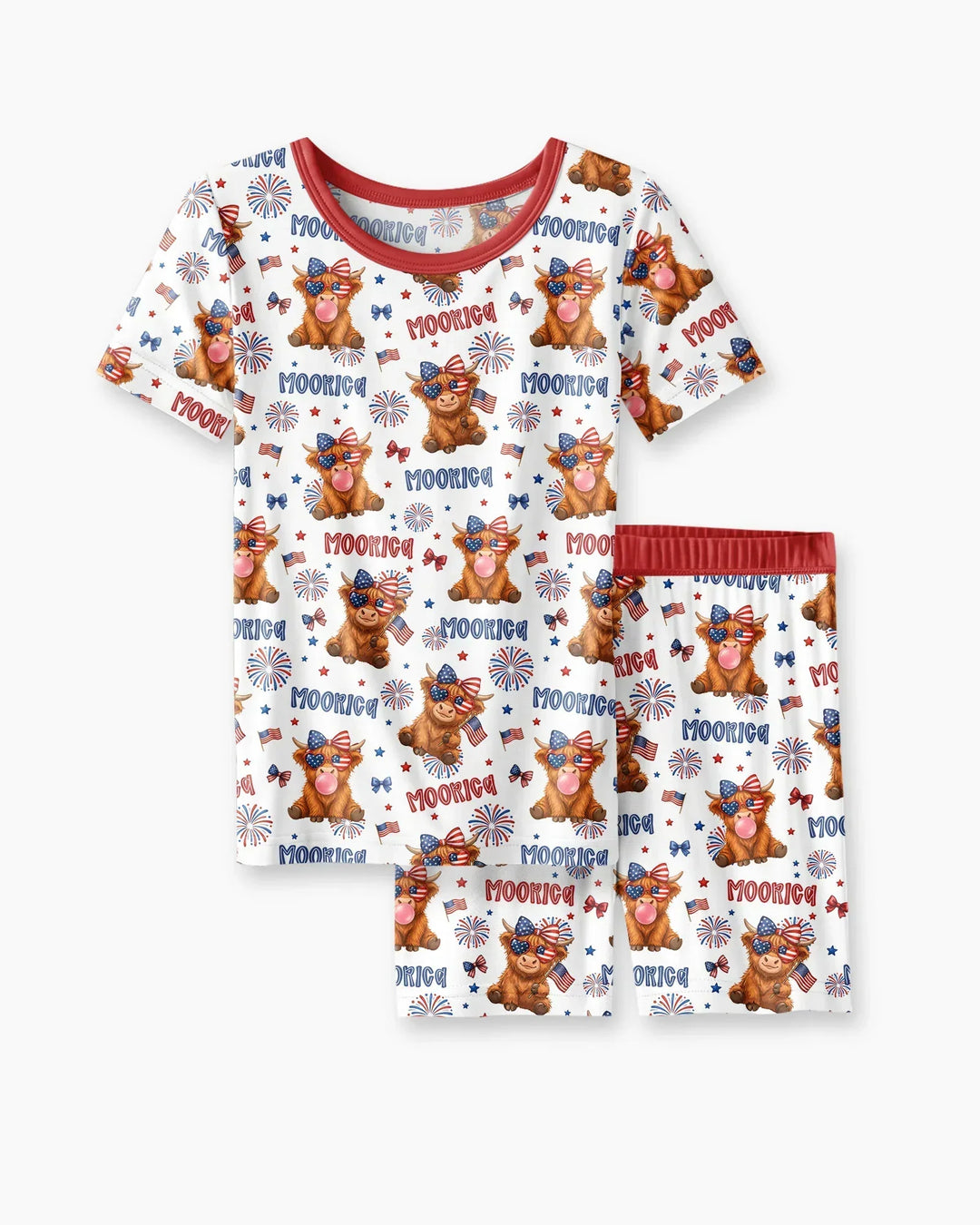 Moo-Rica Cowgirl Bamboo Two Piece Short Sleeve Shorts Pajama Set