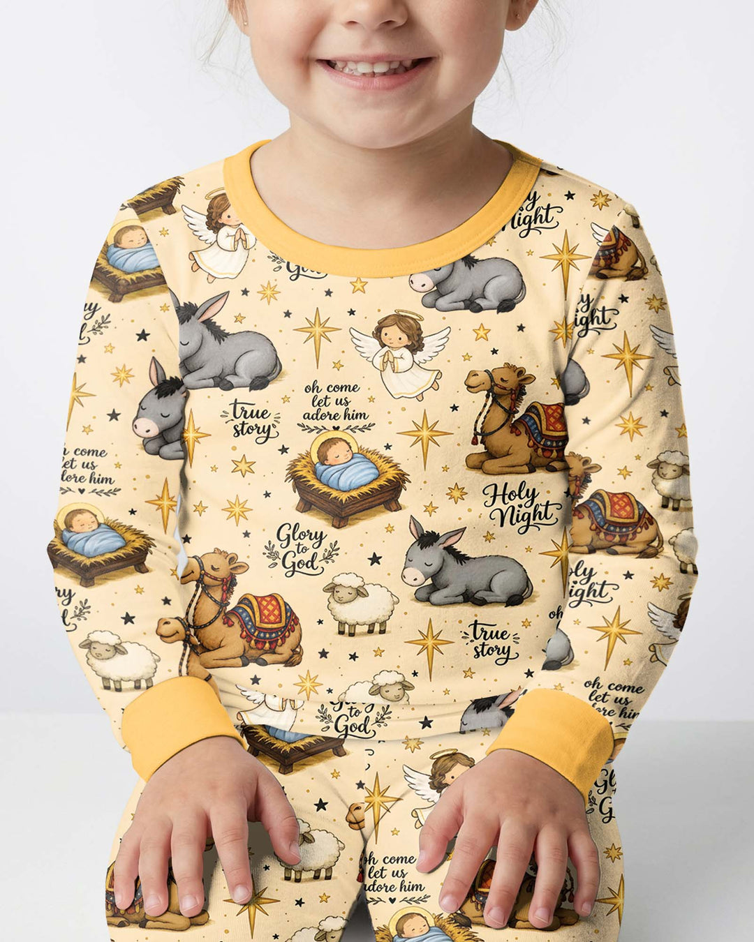 Nativity Christmas Holy Night Bamboo Two Piece Long Sleeve Pajama Set