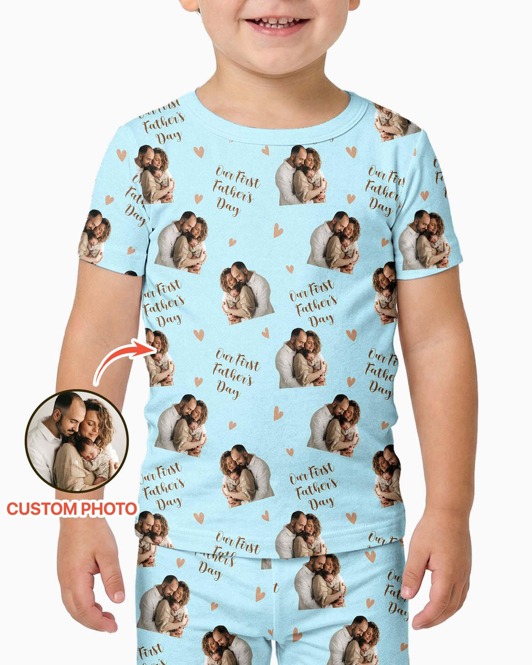Custom Photo Our First as Parents Bamboo Two Piece Short Sleeve Pajama Set