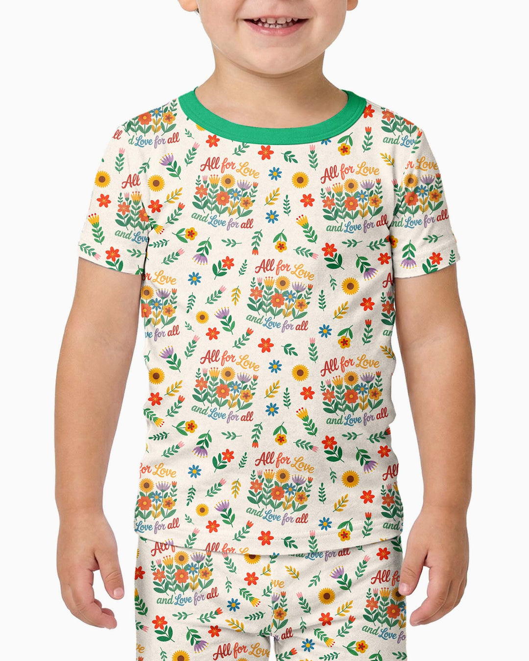 Love For All Family Matching Bamboo Two Piece Short Sleeve Pajama Set