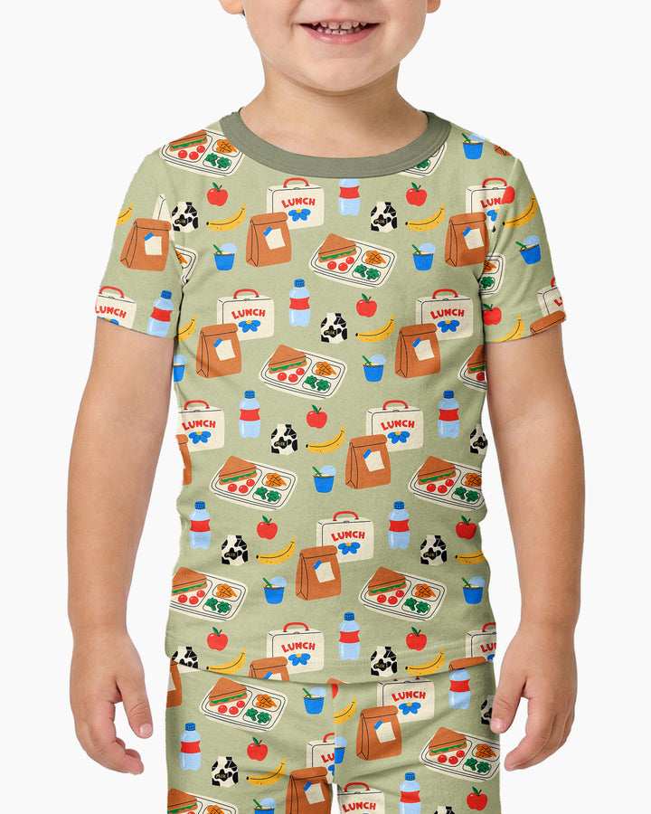 Happy School Lunch Bamboo Two Piece Short Sleeve Pajama Set