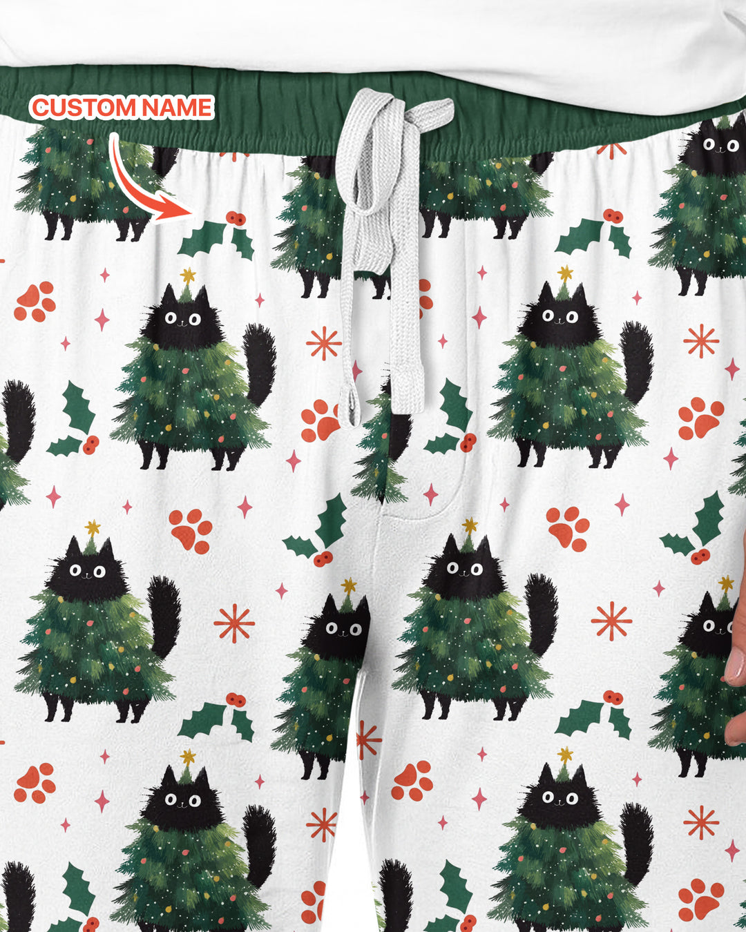 Custom Name Black Cat Christmas Bamboo Men's Pajama Set