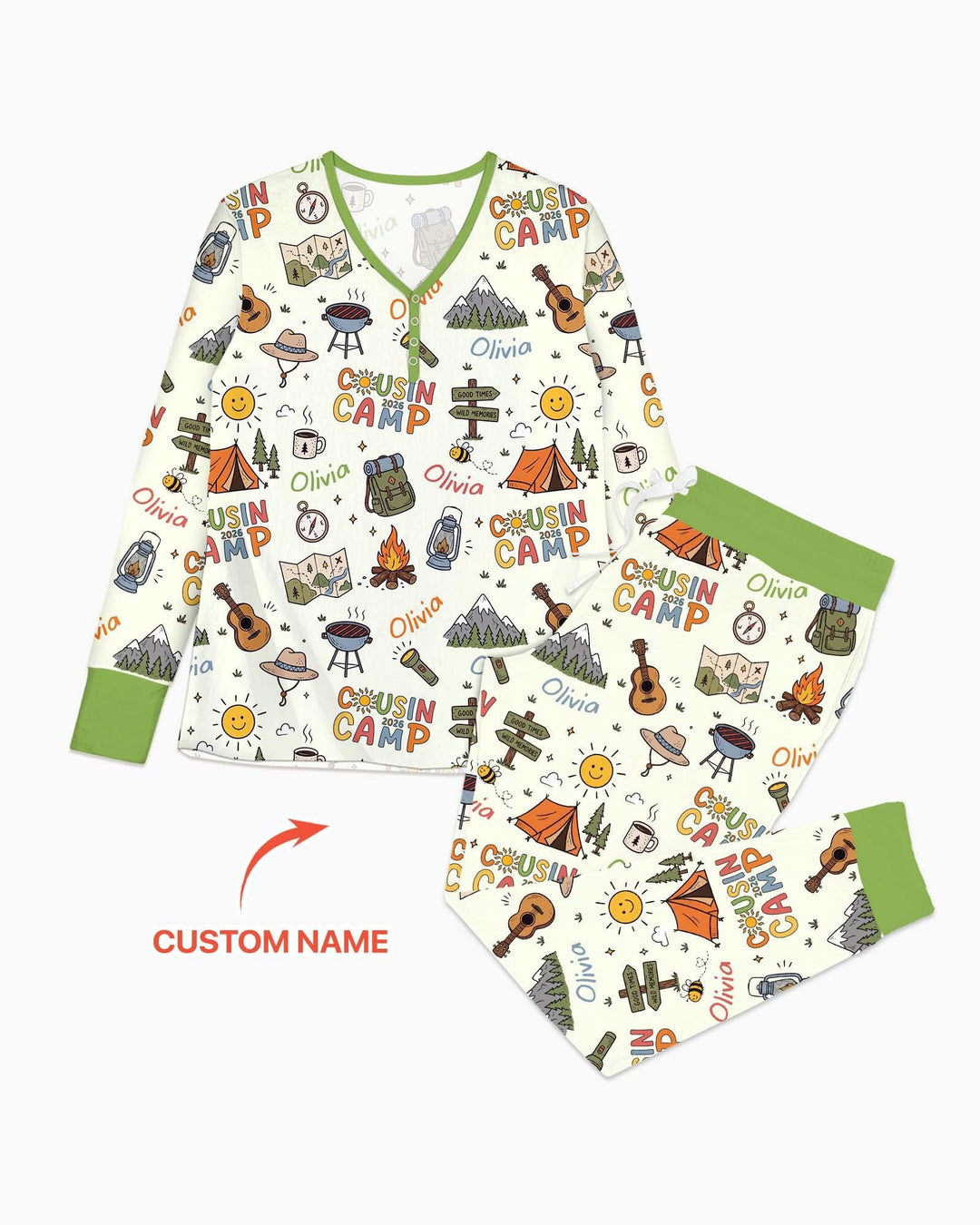 Custom Name Cousin Camp 2026 Bamboo Women Pajama Set