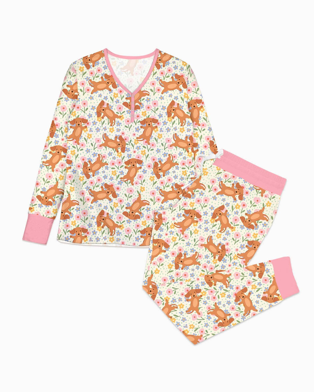 Dachshund Blooms Family Matching Bamboo Women Pajama Set