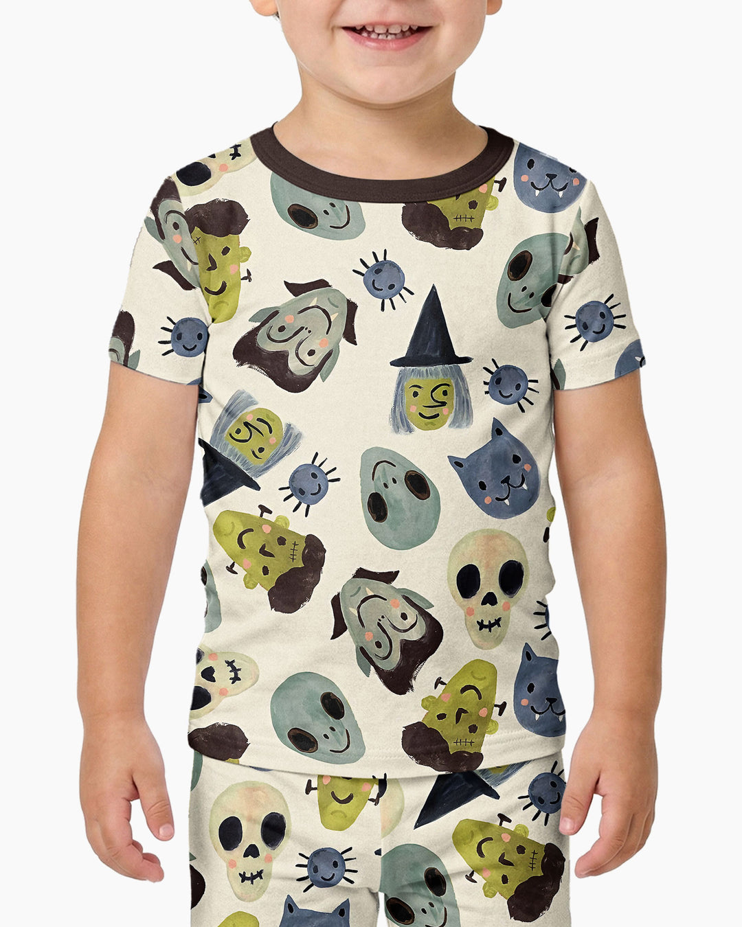 Halloween Face Bamboo Two Piece Short Sleeve Pyjamas Set For Haloween