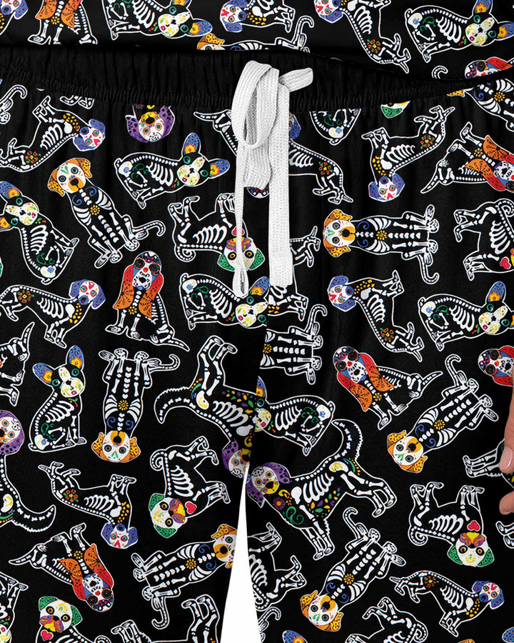 Dia De Los Muertos Doggie Bamboo Men's Pajama Set